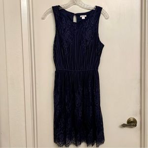 Xhilaration sleeveless lace navy blue aline dress (fully lined)